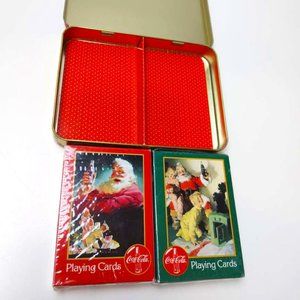 1996 Coca-Cola Nostalgia Christmas Santa Claus Playing Cards 2 Decks